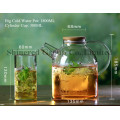 1.8L Short Mouth Hot Water Bottle, Cold Water Kettle Borosilicate Glass Kettle with Handle